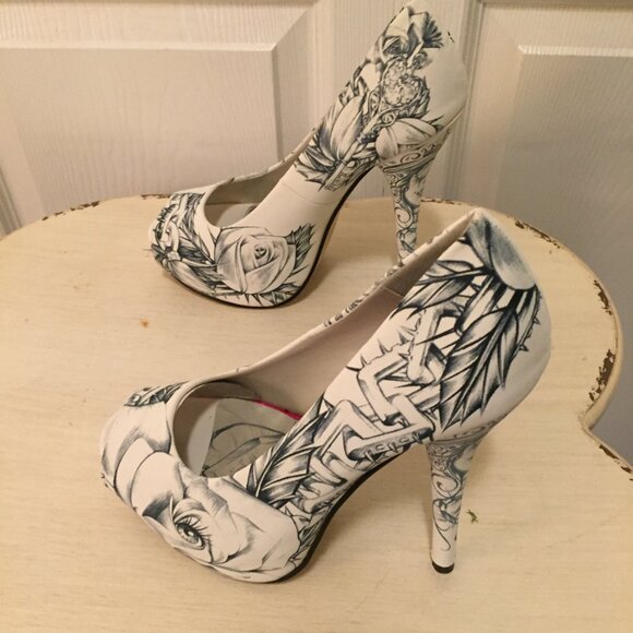 Iron Fist Women's Peep Toe Pump Bonebreaker Key to My Sole Shoes SZ 7 L.A. Woods - Picture 5 of 14